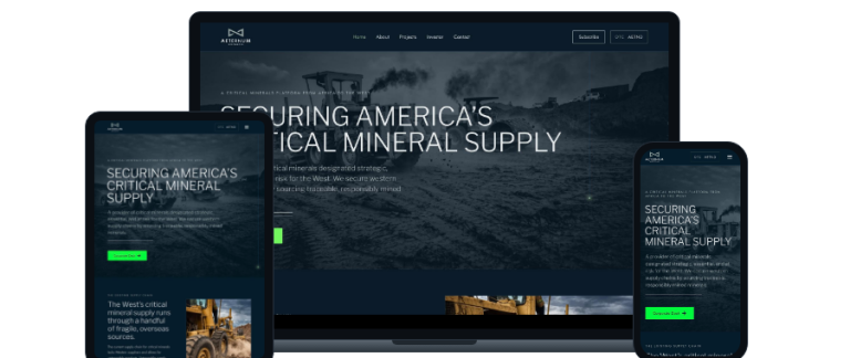 Aeternum Resources website mockup