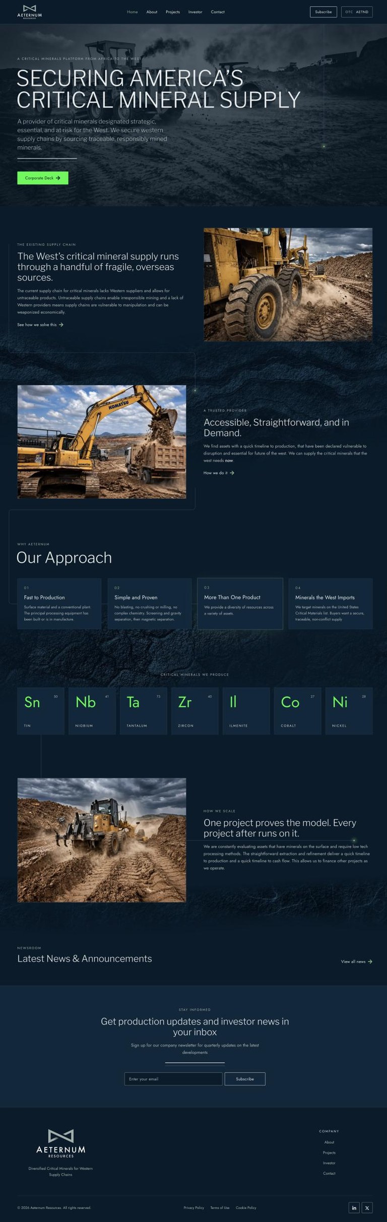 Aeternum Resources website mockup